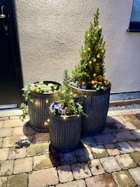 Galvanised Fluted Planters - Set of 3