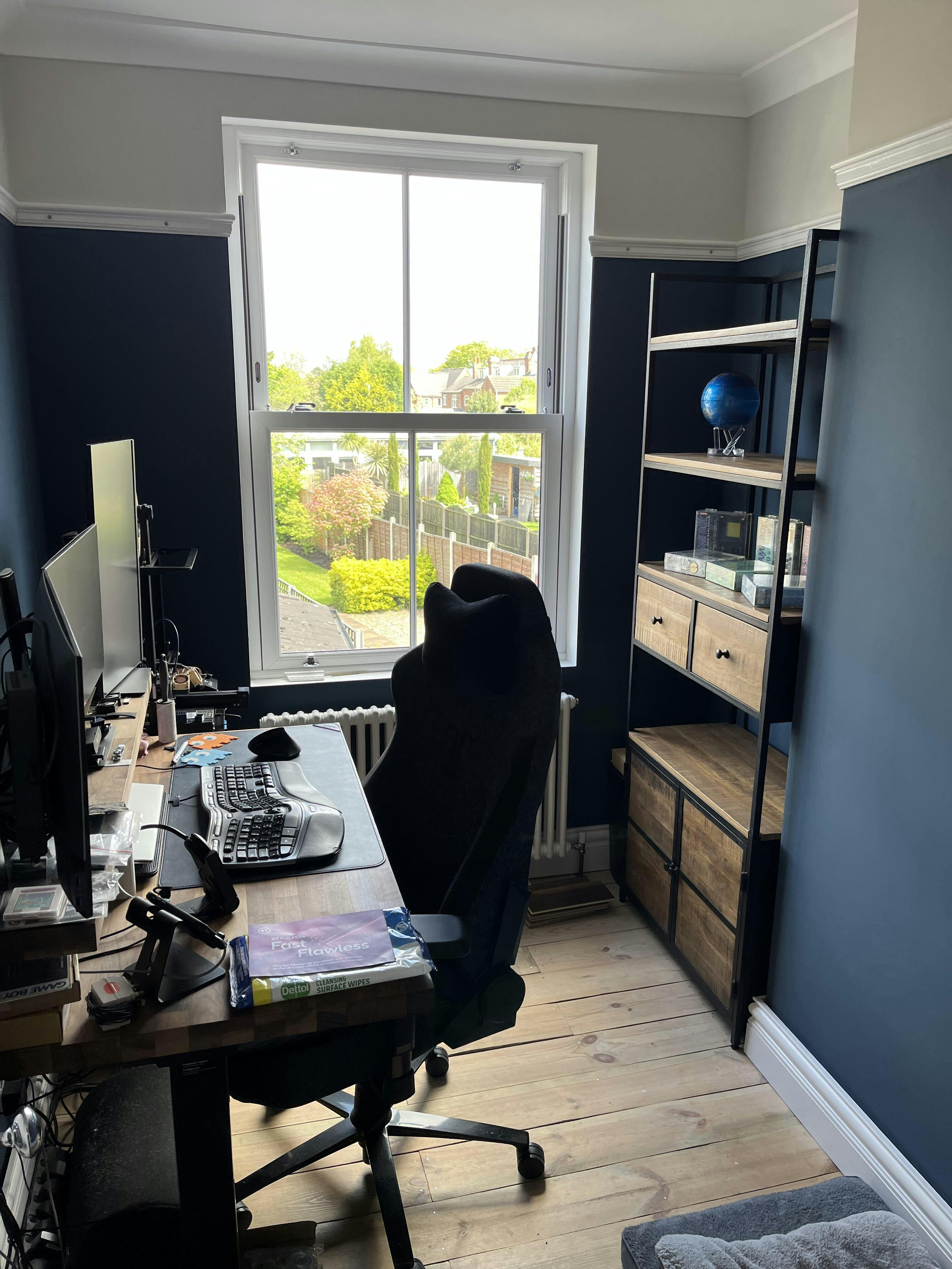 Industrial Bookcase with Cupboard and Drawers, Solid Wood, Black Metal Frame, 200cm x 80cm