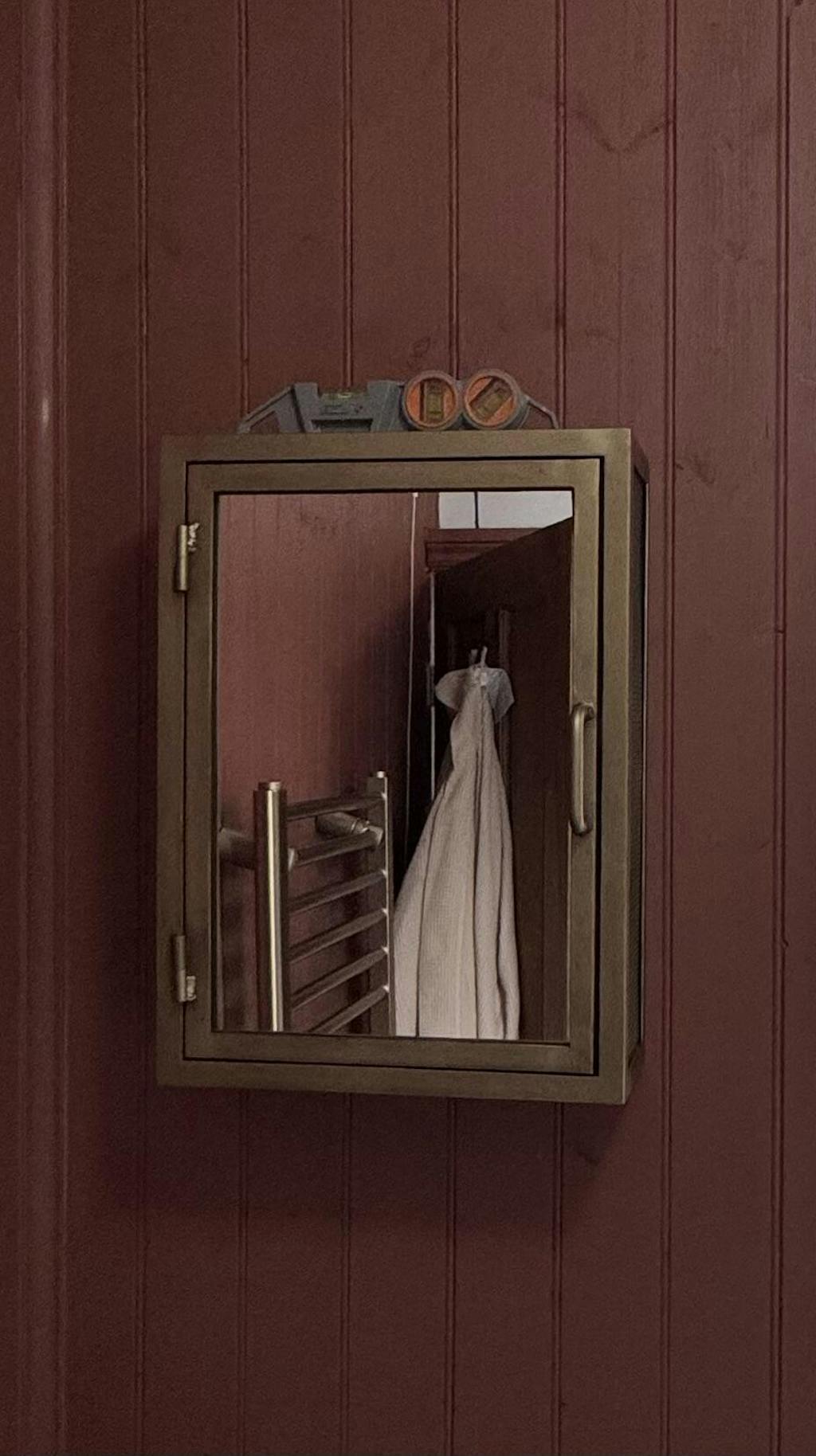 Industrial Mirrored Wall Cabinet Antique Brass | Vincent and Barn