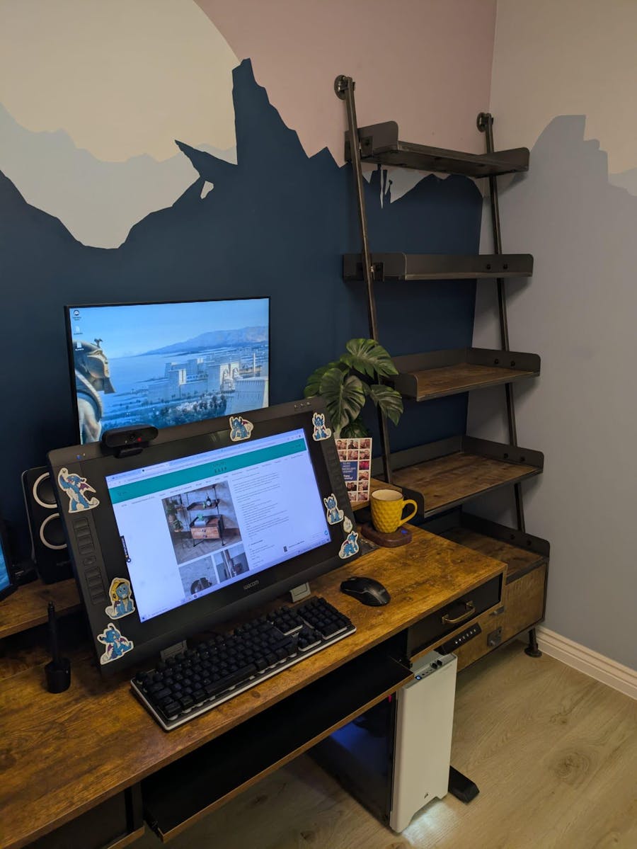 Rustic Saw Cut Ladder Shelves