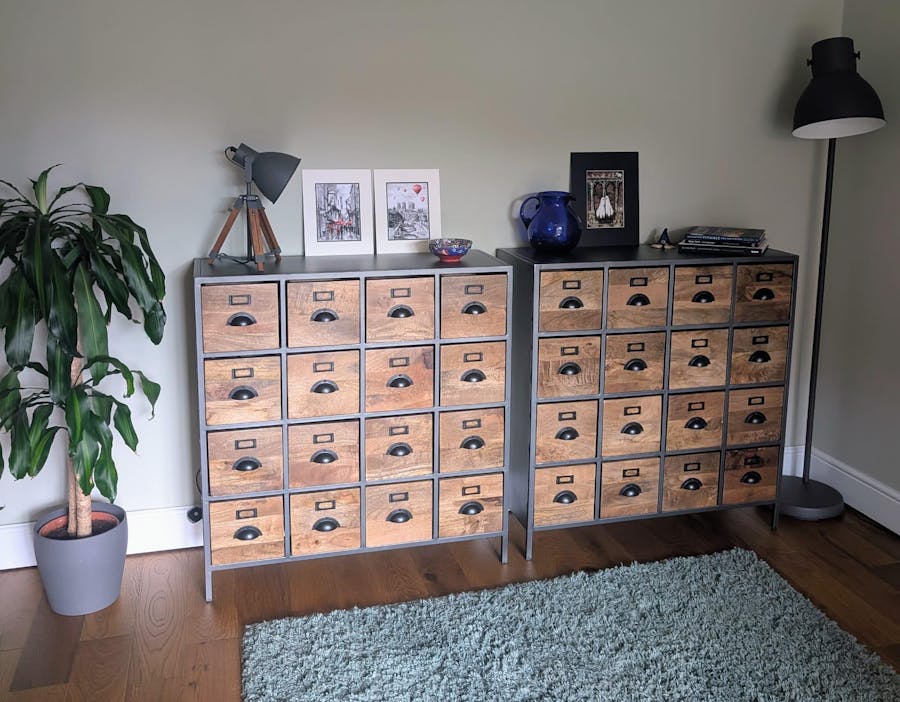 Industrial Apothecary Drawer Unit
