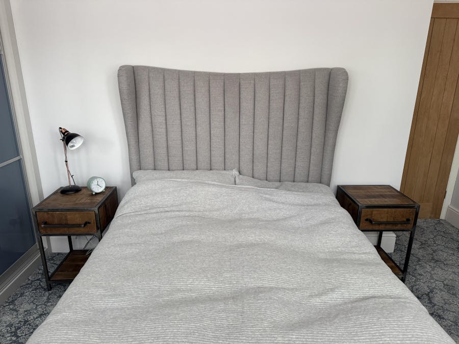 Saw Cut Bedside Table with Drawer - Distressed
