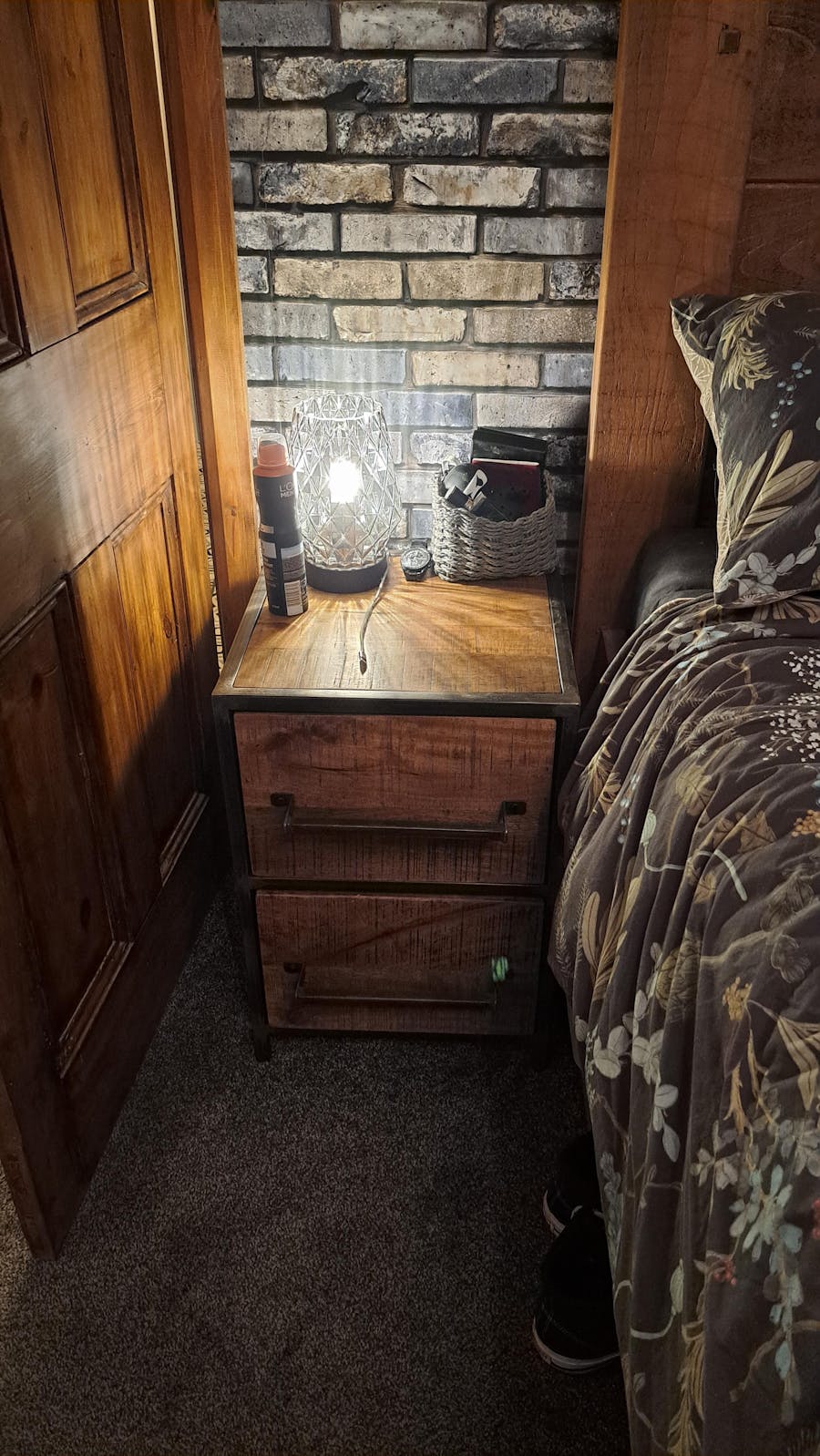 Saw Cut Bedside Table - Distressed