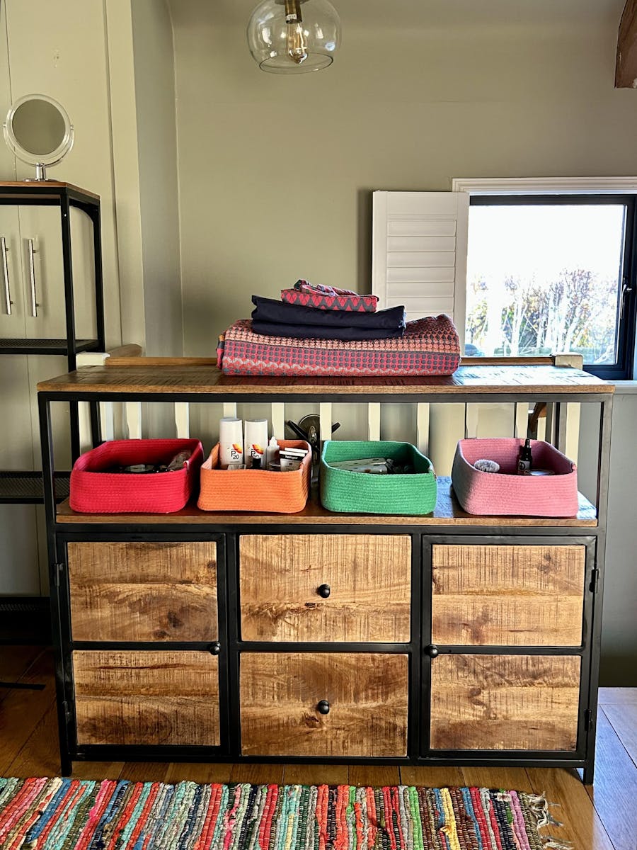 Industrial Sideboard with Cupboards and Drawers - Matt Black
