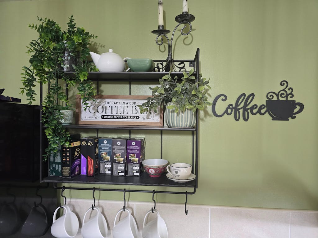 Industrial Wall Shelf with Hooks - Tall - Distressed