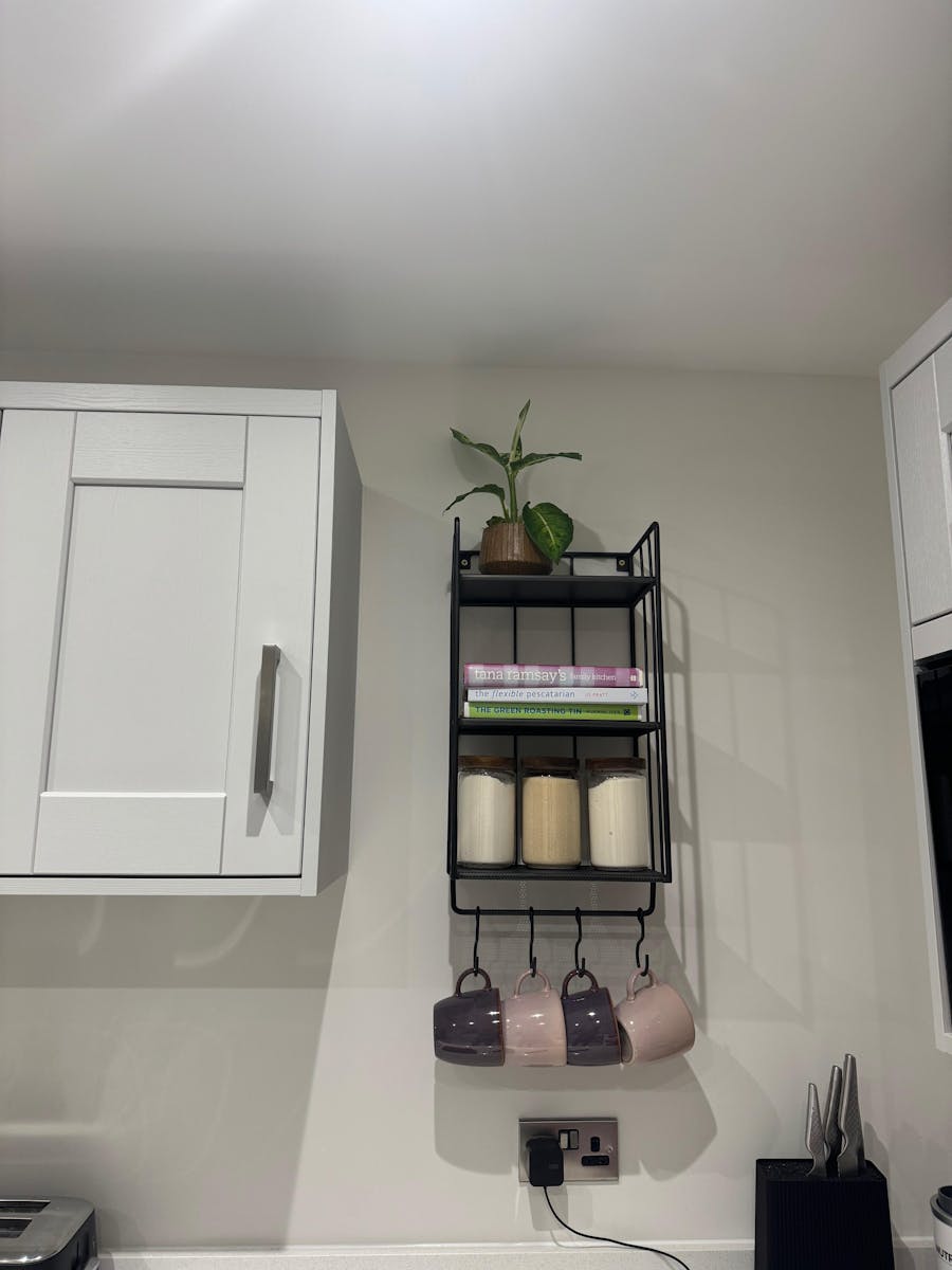 Industrial Wall Shelf with Hooks - Narrow -  Distressed