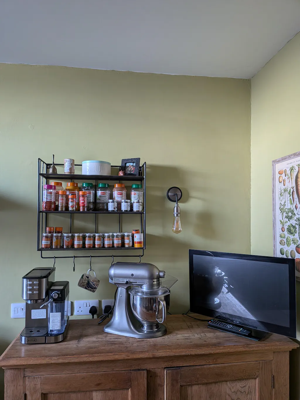 Industrial Wall Shelf with Hooks - Narrow -  Distressed