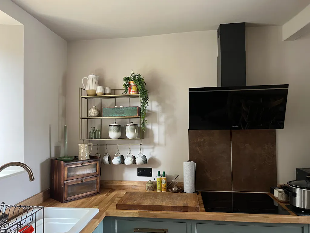 Industrial Wall Shelf with Hooks - Tall - Antique Brass
