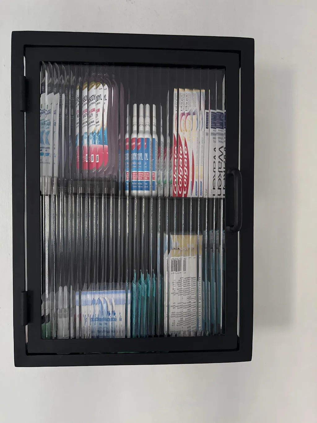 Industrial Fluted Glass Bathroom Cabinet - Matt Black