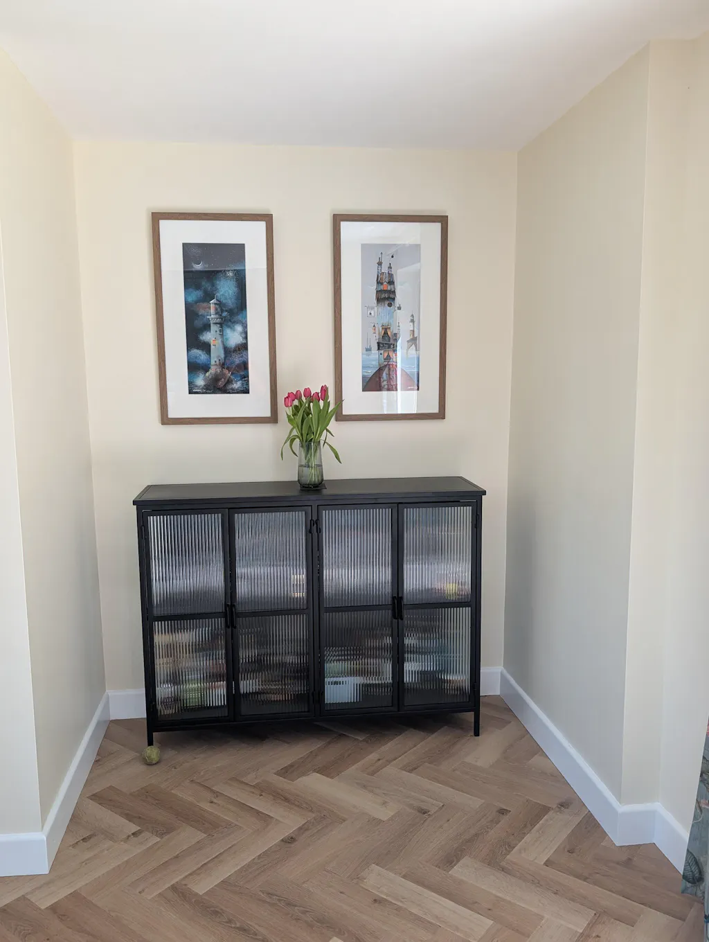 Industrial Fluted Glass Sideboard - Matt Black