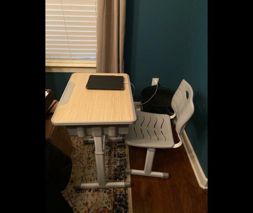 ShowMaven Adjustable Height Student Desk and Chair Set with Drawer VINGLI