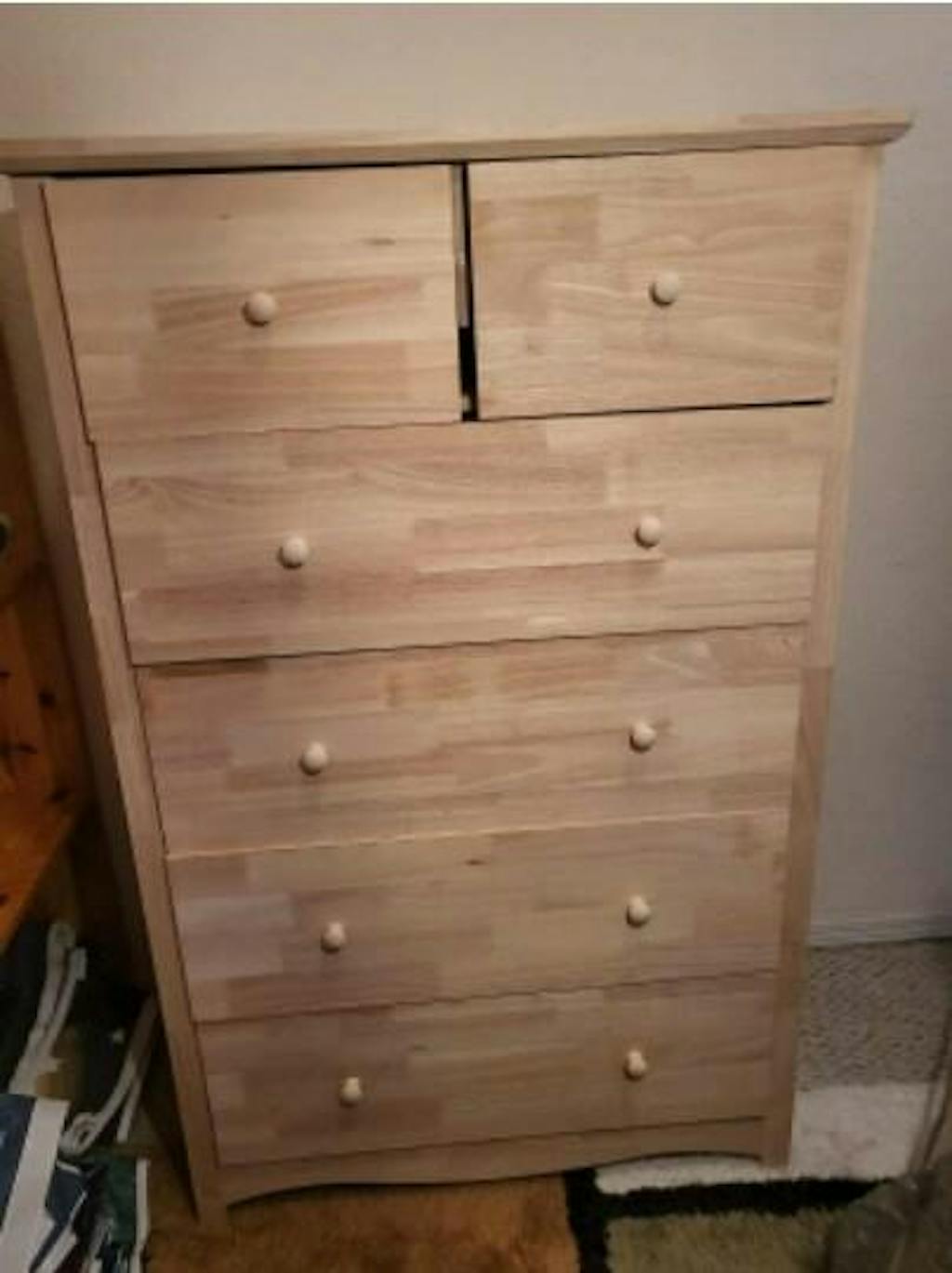 VINGLI 6 Drawer Unfinished Natural Solid Wood Dressers for Bedroom Far