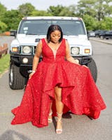 Sparkly Red Sequin High Low Prom Dresses Vintage Ball Gown FD2414 vini –  Viniodress