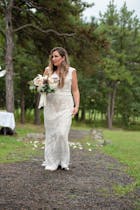 Rustic Lace Wedding Dresses Sheath Beach Boho Wedding Dress Viniodress VW1057