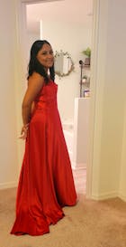 Simple A-line Satin Long Prom Dress with Slit FD1642