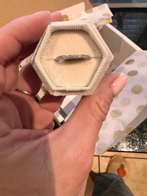 Antique platinum Diamond full Eternity Ring - 2mm Wedding Band 1920s, Size O - 7