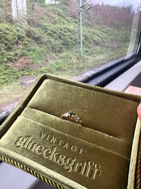 Ring grüner runder Turmalin vintage-stil