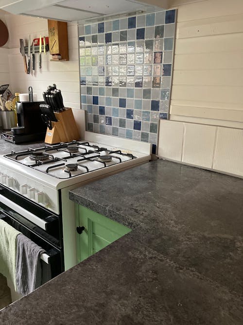 Checkered Wall Tile | Blue, Greige & Green with White Grout - 22.8cm (W) x 22.8cm (H) x 1.2mm (T)