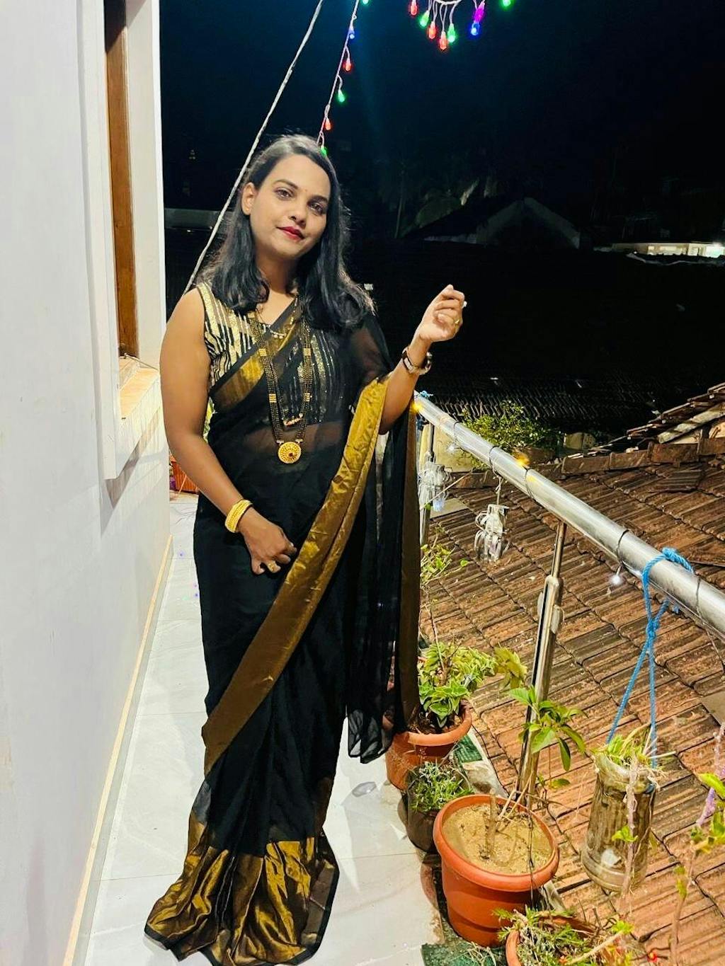 1-min Ready To Wear Saree Black In Premium Chiffon Silk With Zari Patta