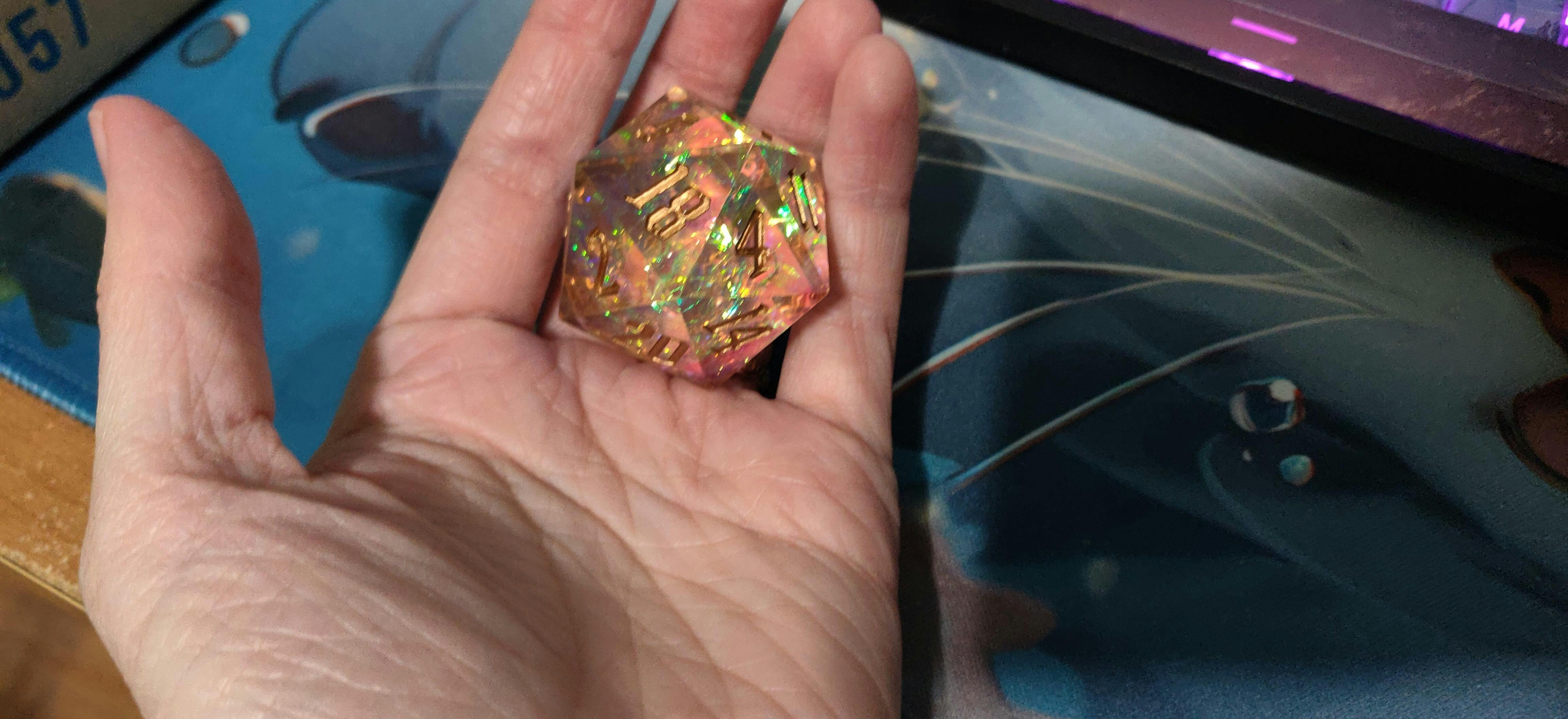 Divine Halo (D20) | Sharp Edged, Translucent Pink-White, Gold Foil