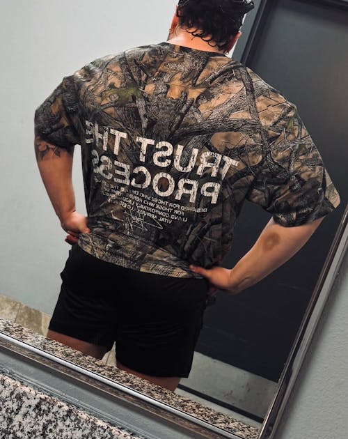 Oversized Pump Cover T-Shirt - Grunge TTP/Woodland Camo