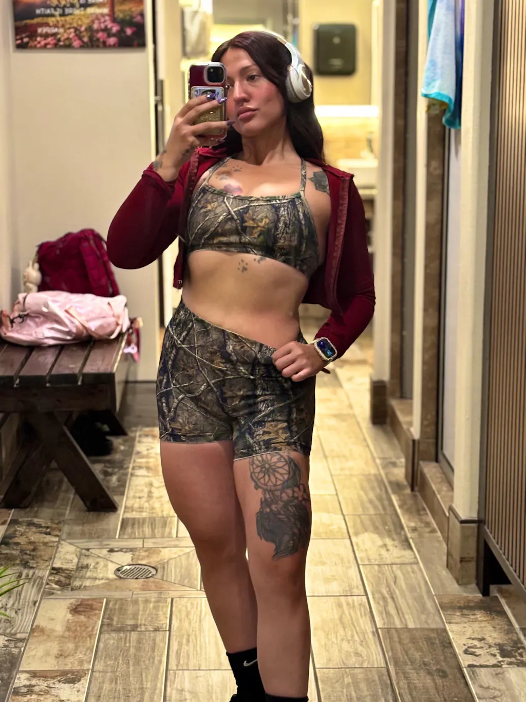 Pinnacle Seamless Scrunch Butt Shorts 4" - Forest Camo