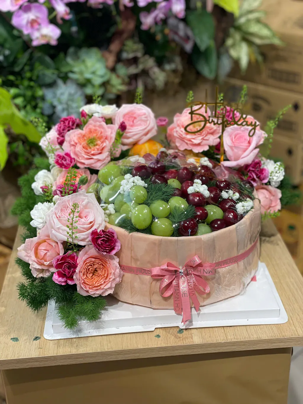 Giỏ Trái Cây Táo, Cherry Tông Hồng Pastel Lý Tưởng Tặng Phái Đẹp