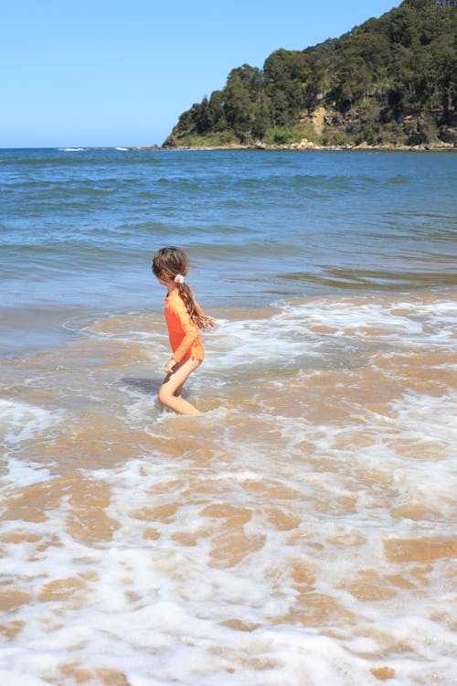 Girls Long Sleeve Swimsuit - Zesty Orange