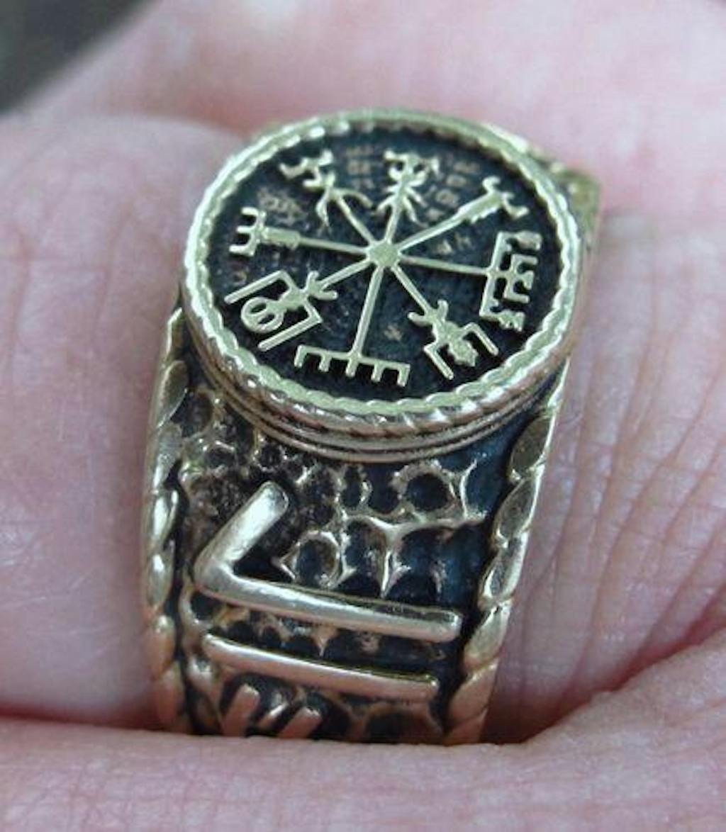 Handcrafted Vegvisir Symbol Hail Odin Runes Ring | Handcrafted | VKNG ...