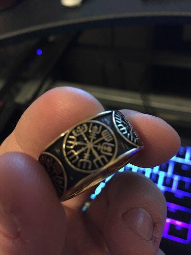 Vegvisir Runic Compass Bronze Ring | Handcrafted | VKNG Jewelry