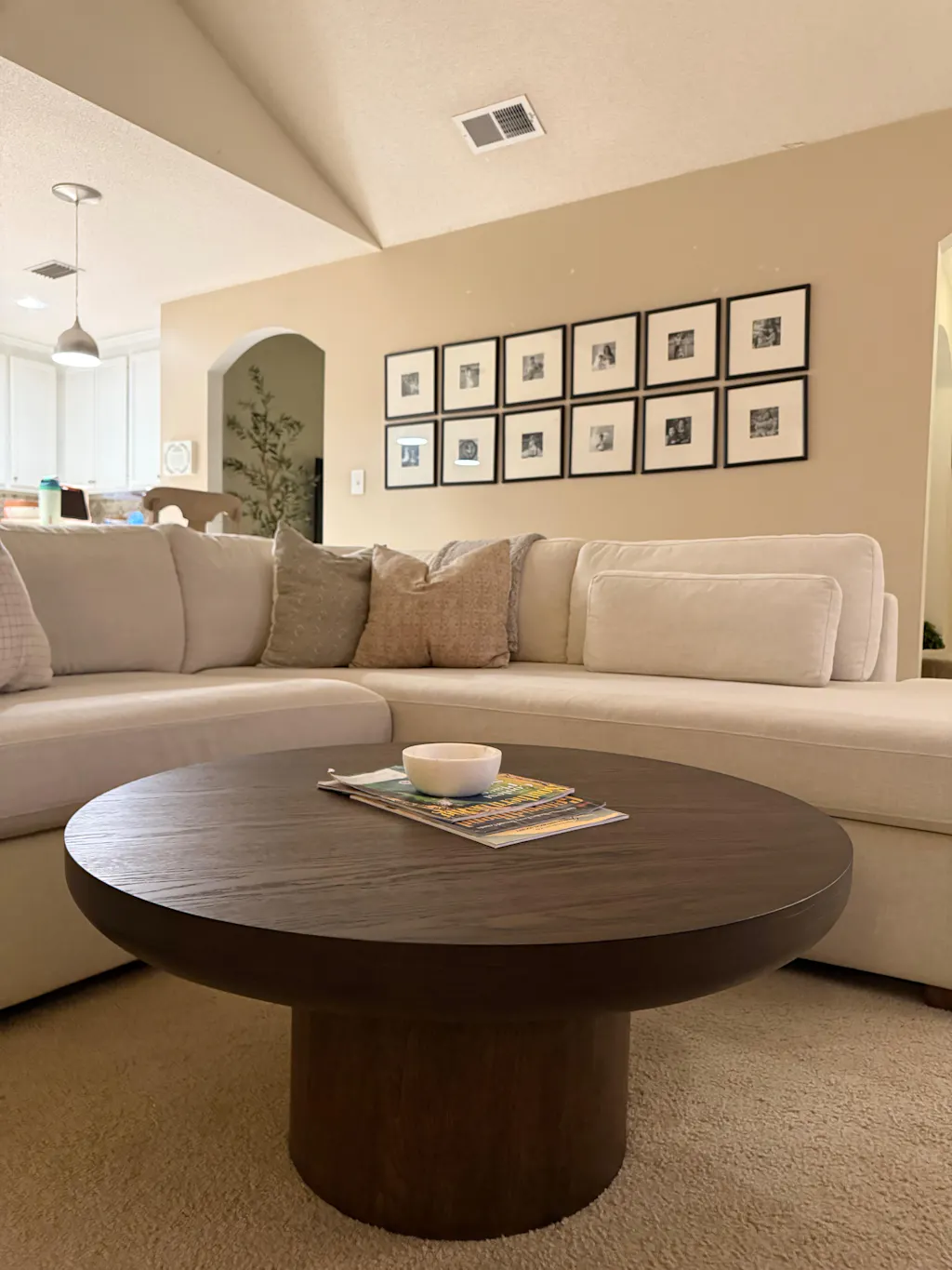 OWEN RUSTIC CIRCULAR WOODEN COFFEE TABLE IN AGED BROWN