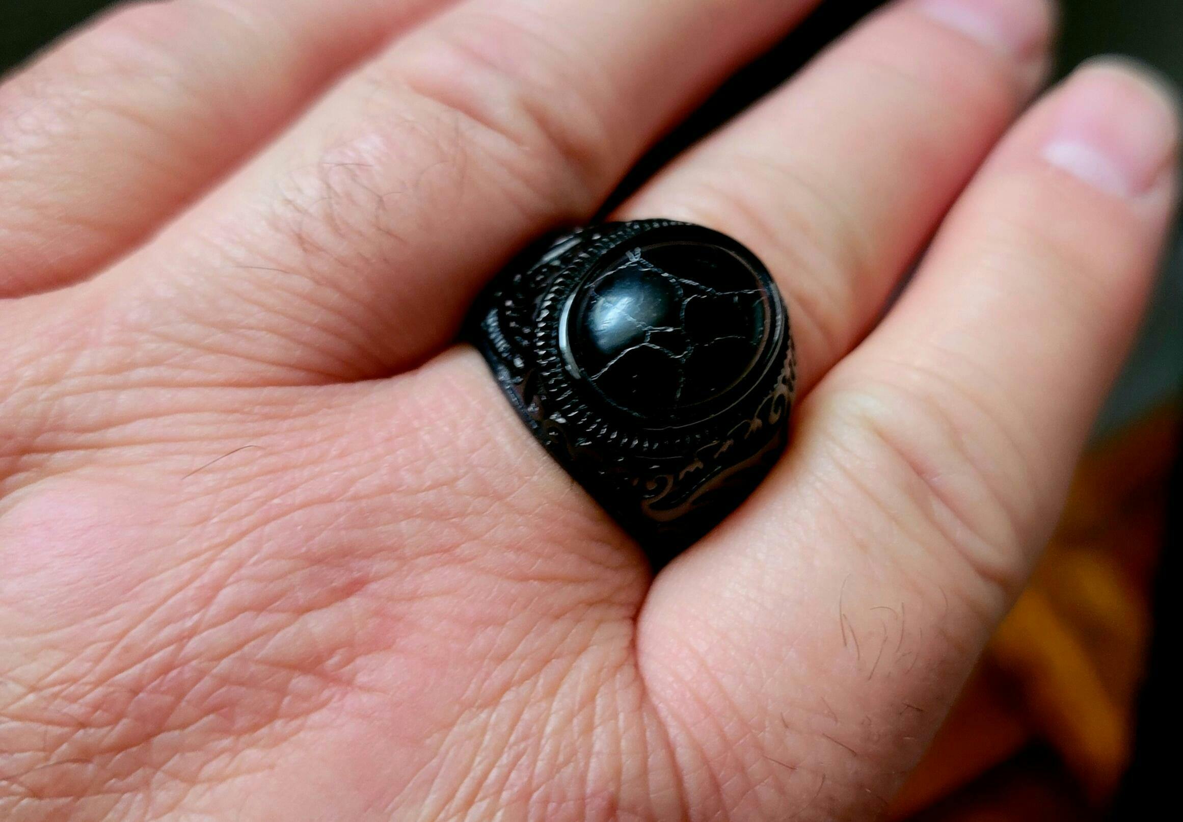 Black Turquoise Stainless Steel Ring - Vrafi Jewelry