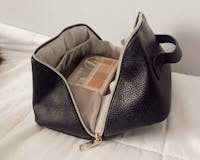 Portable Vegan Leather Open Flat Makeup Bag