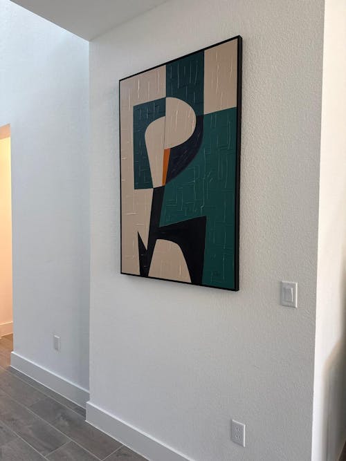 WALL ART|Beige & Green Contemporary Minimalist Art Vertical-LP#0022