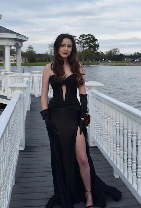 Strapless Beaded High Side Slit and Train Prom Party Dress WU1201