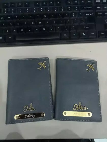 Personalized Leather Name Passport Cover with Charm For Family
