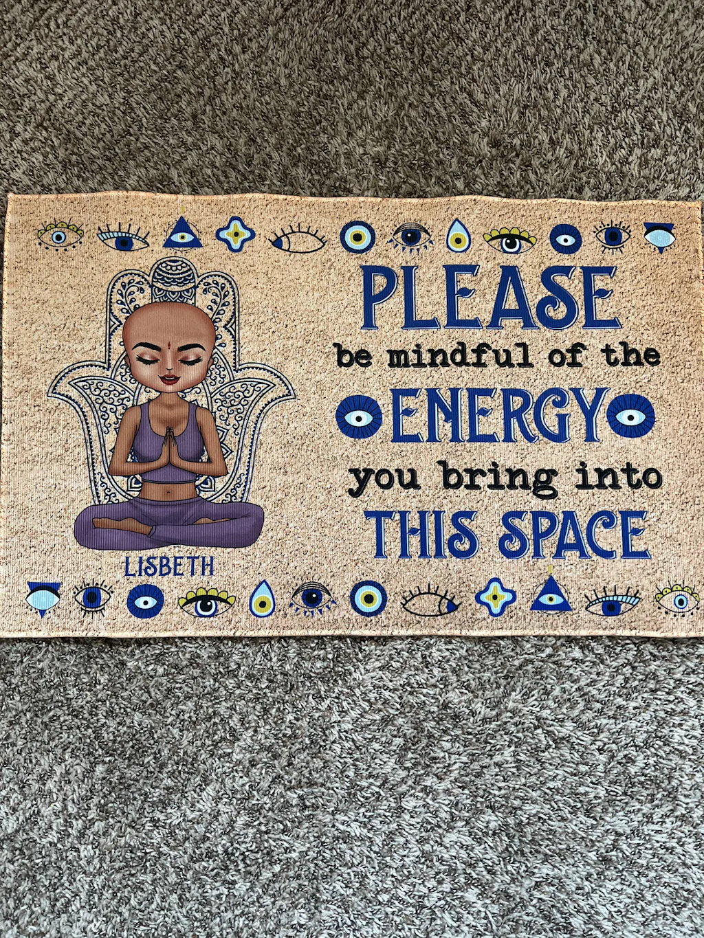 Targa In Metallo Positive Affirmations 20x30 Cm Con Scritta Please Be Mindful Of The Energy, Decorazione Spirituale Boho Per Parete, Porta, Camera Da Letto - 4