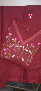 Maroon Elegant Embroidered Kurta Set with Floral Dupatta