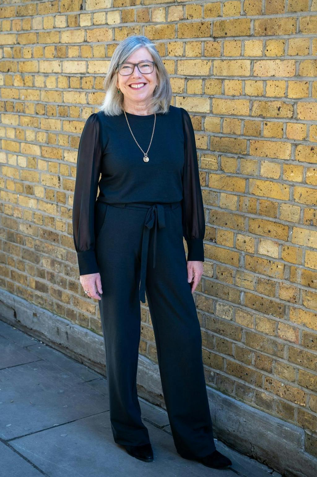 DAPHNE sheer sleeve top, charcoal