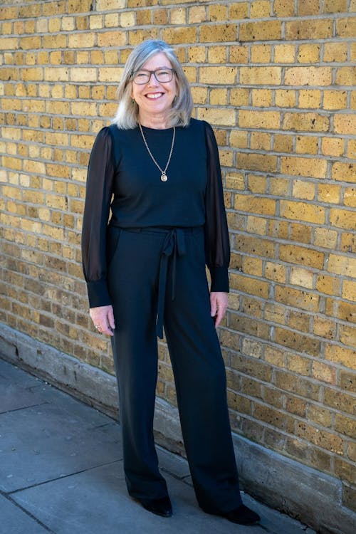 DAPHNE sheer sleeve top, charcoal