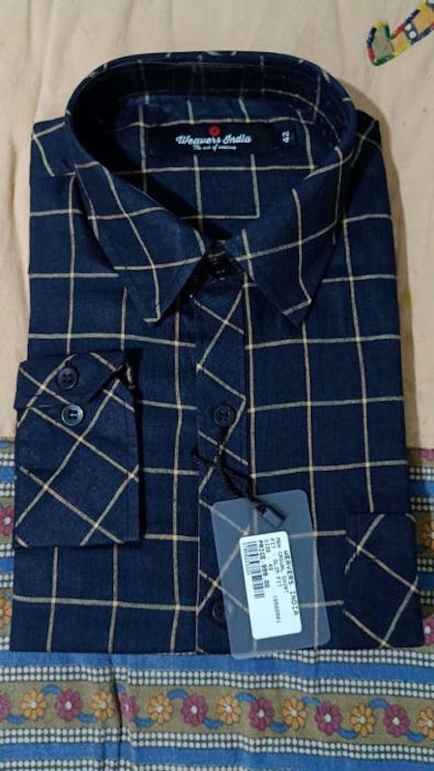 Handwoven Organic Cotton Black Checks Fitted Men Shirt