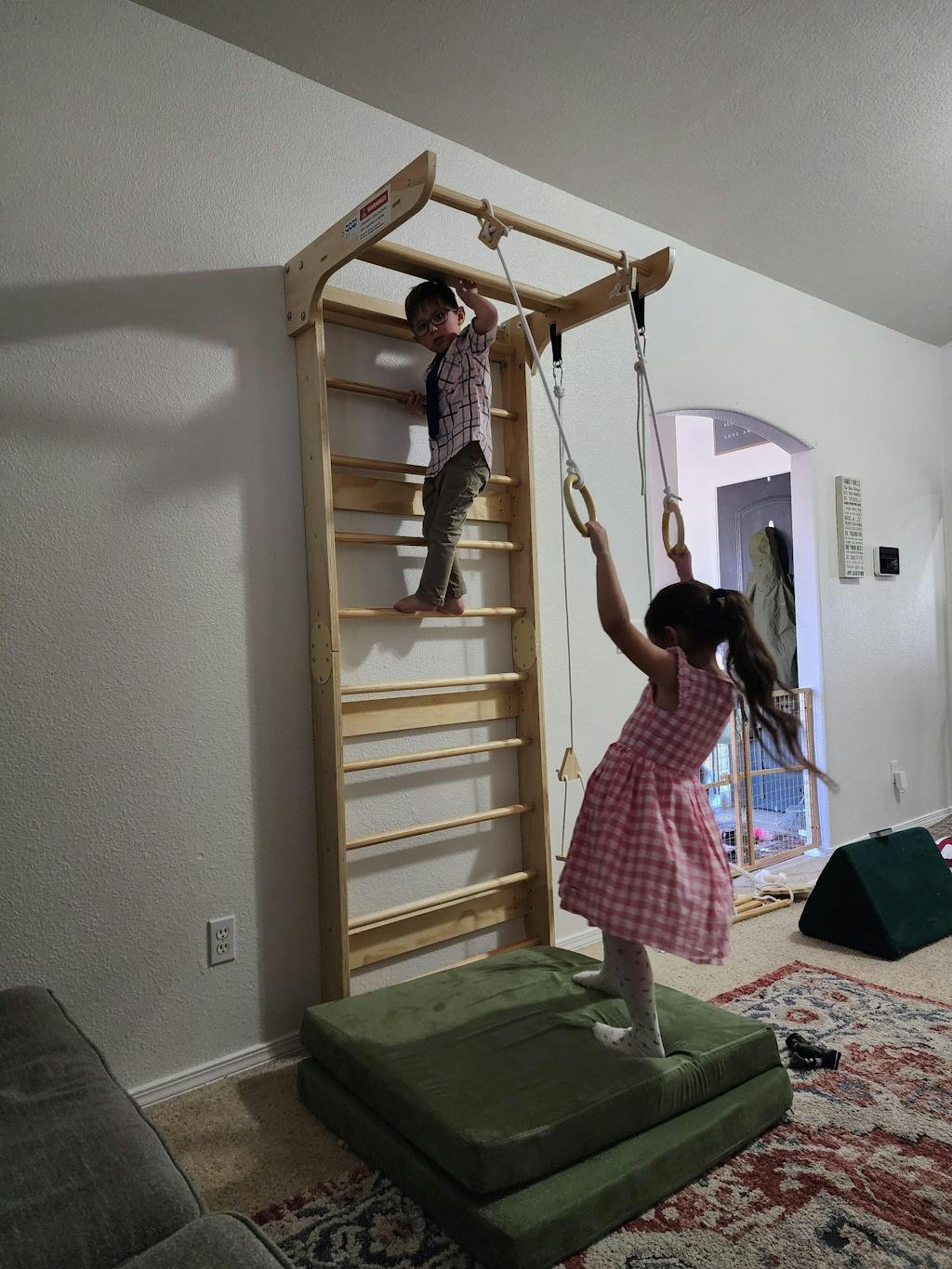 Wooden Swedish Ladder Wall Set Sport 2, Stall Bar, Indoor Jungle Gym