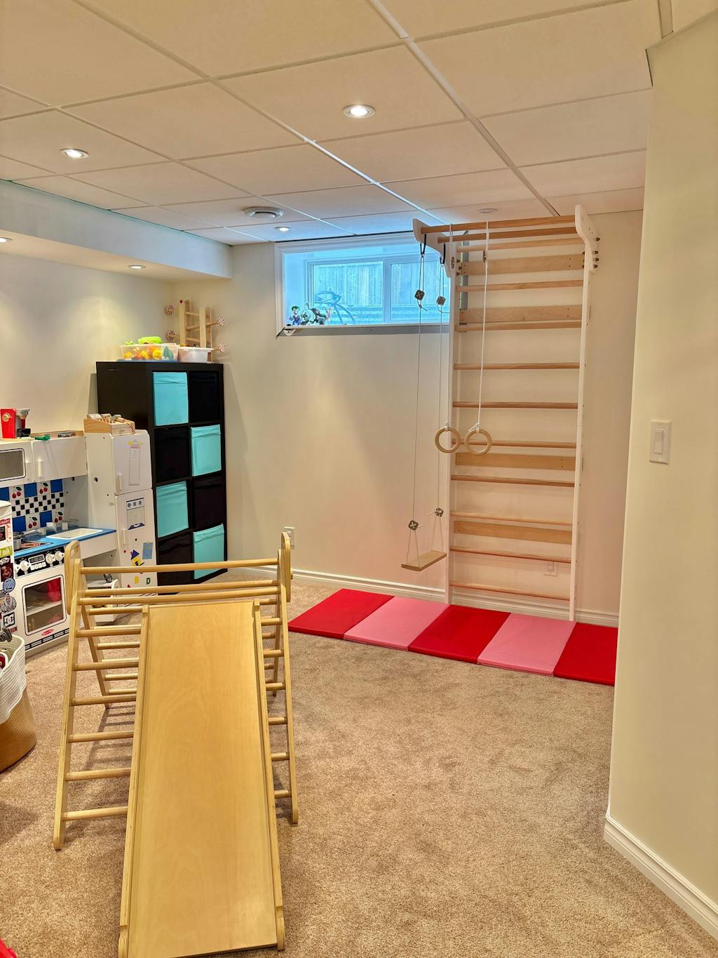 Wooden Swedish Ladder Wall Set Kinder 2, Stall Bar, Indoor Jungle Gym