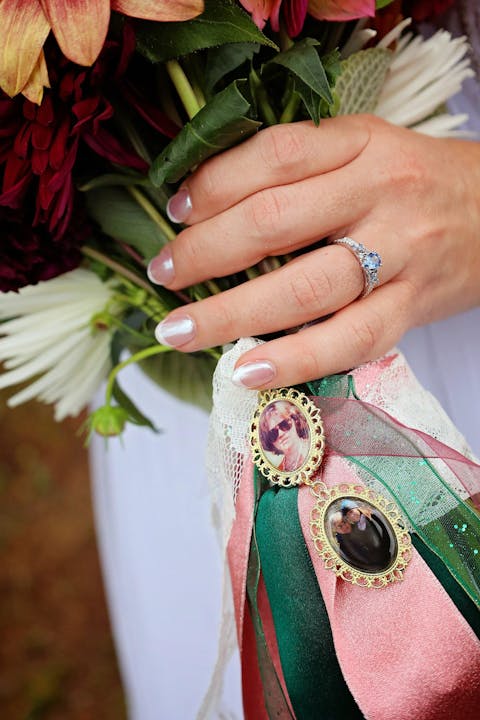 Something Blue Wedding Photo charms Custom Made or DIY Bouquet memory Charms for Family photos and Initials (Includes everything you need)