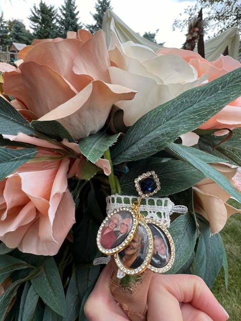 Something Blue Wedding Photo charms Custom Made or DIY Bouquet memory Charms for Family photos and Initials (Includes everything you need)