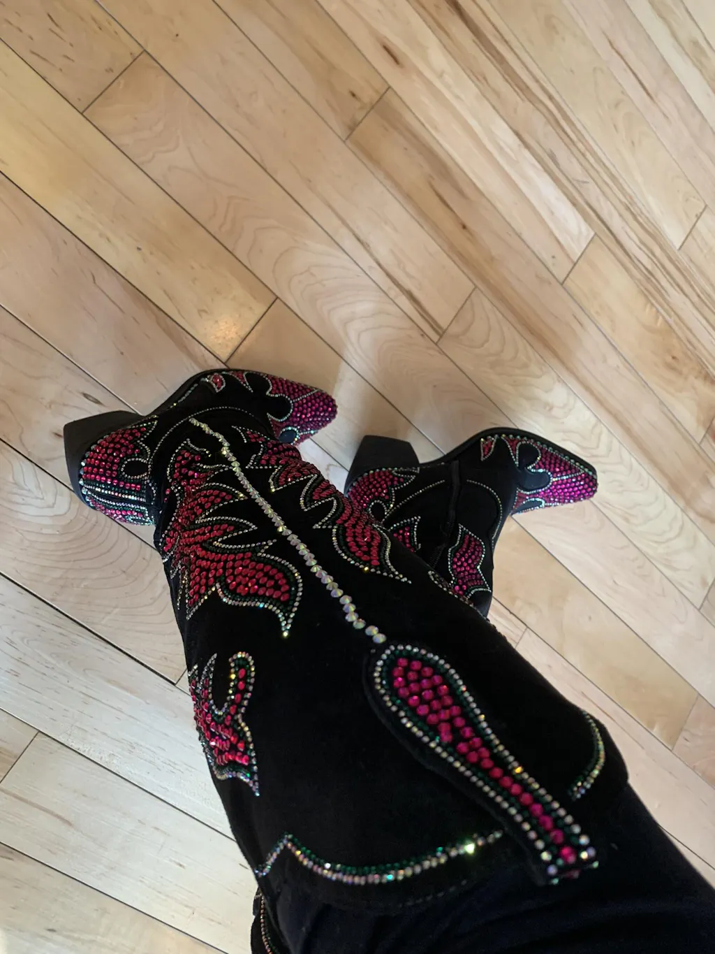 Pink Rhinestone Cowboy Boots | Black Western Boots | WETKISS