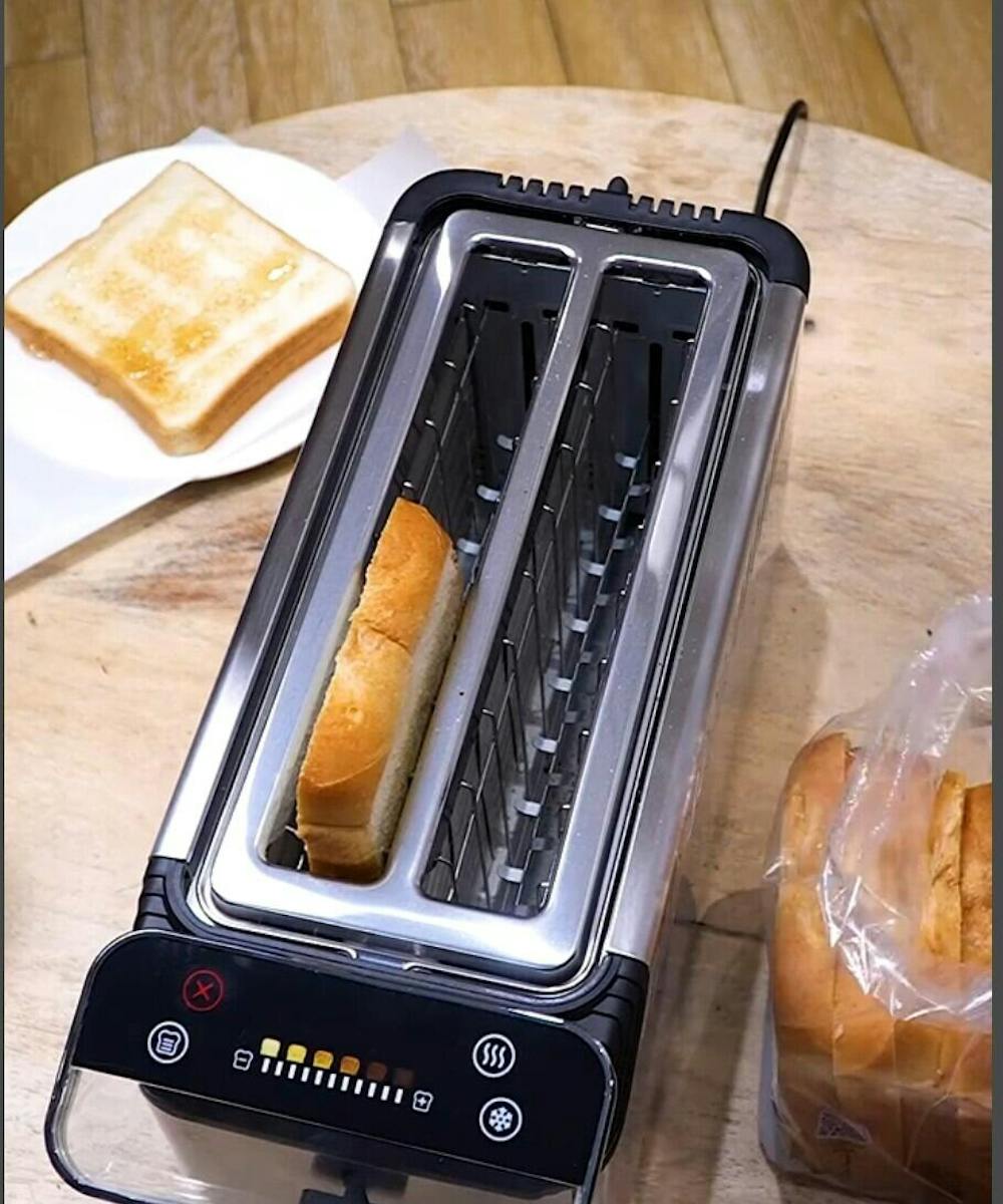 WhallPro® Stainless Steel Smart Toaster, 2 Slice | Projection Touchscreen, 1.5" Extra-Wide Slots, Digital Timer, Reheat & Defrost, Warming Rack, Removable Crumb Tray