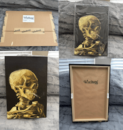 Vincent van Gogh's Head of a Skeleton with a Burning Cigarette (c. 1885–86) - Canvas Print Wall Art Décor