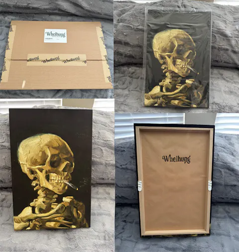 Vincent van Gogh's Head of a Skeleton with a Burning Cigarette (c. 1885–86) - Canvas Print Wall Art Décor