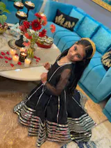 Pre Order: Black Anarkali with Dupatta Gota Detailing